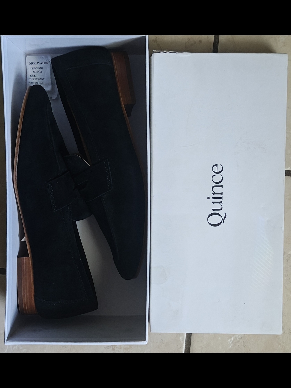Quince Black Italian Suede Penny Loafers Size 7 - Picture 6 of 7